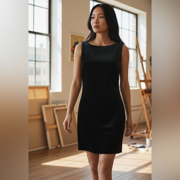 Love by Theia Crew Neck Velvet Fabric Open Back Dress Size 12 Zip Back Closure - Picture 4 of 15